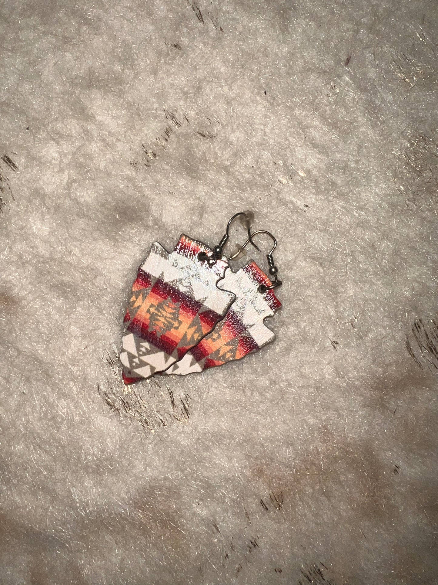 Red & Orange Aztec Arrow Earrings