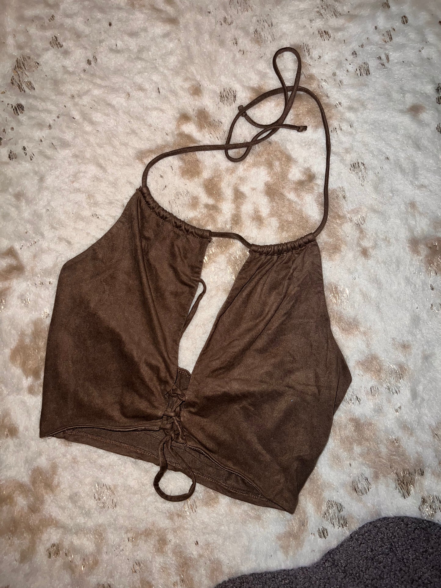 Tan Suede Crop Top