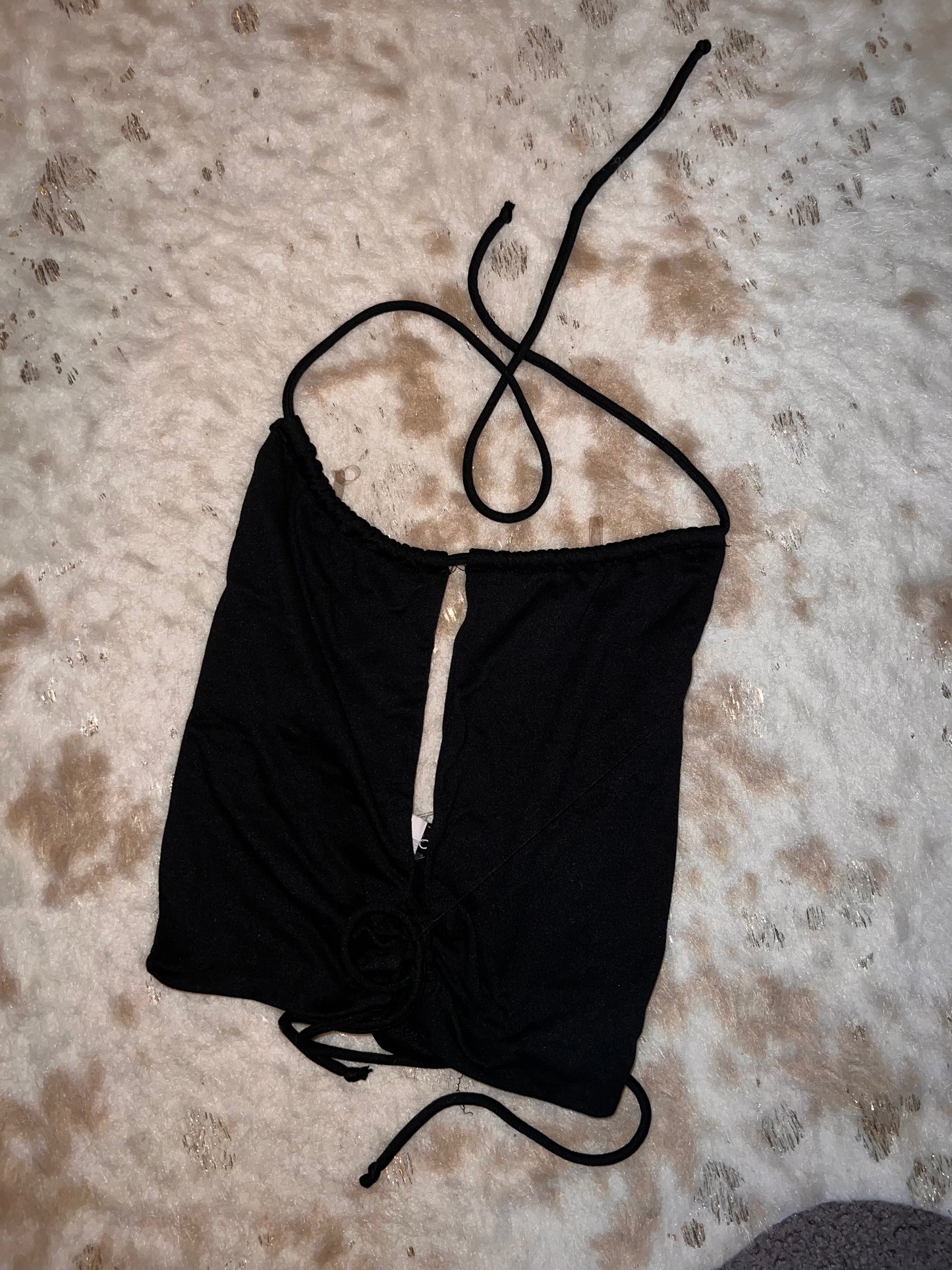Black Suede Crop Top