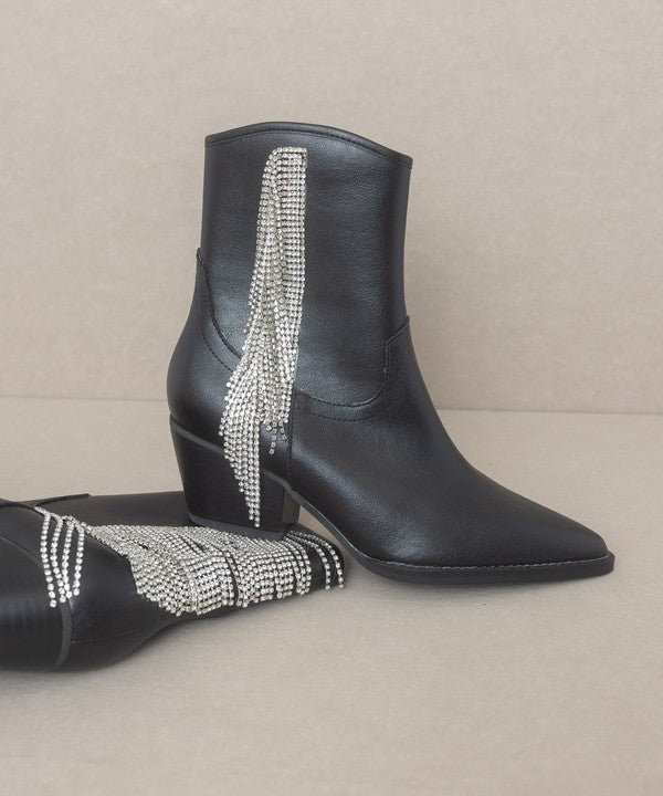 The Rowan Rhinestone Fringe Booties