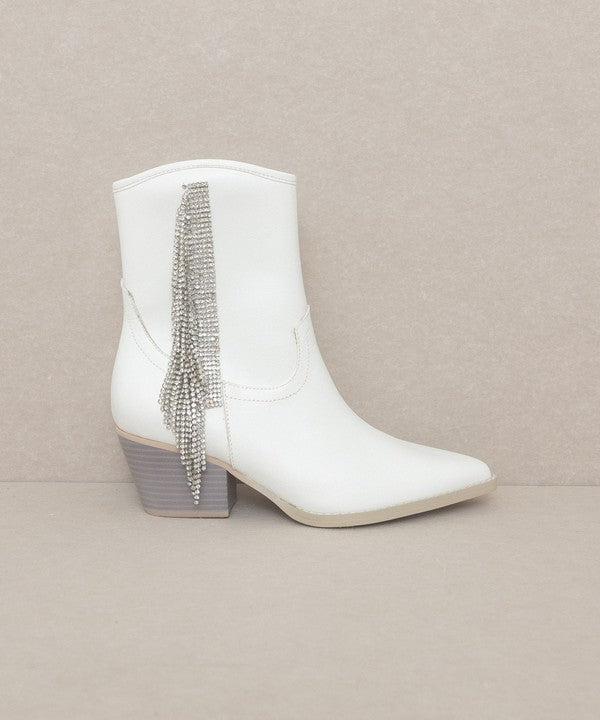 The Rowan Rhinestone Fringe Booties