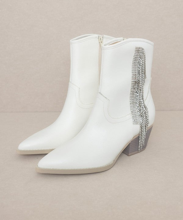 The Rowan Rhinestone Fringe Booties