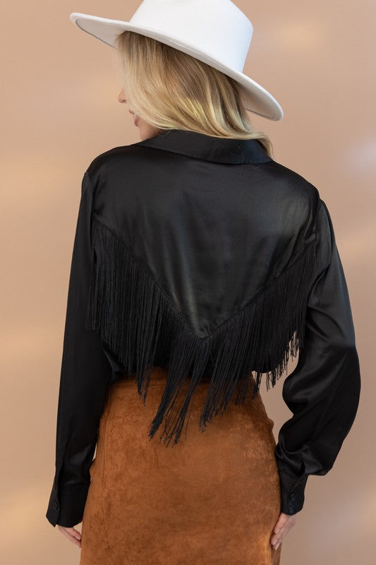 Satin Fringe Blouse