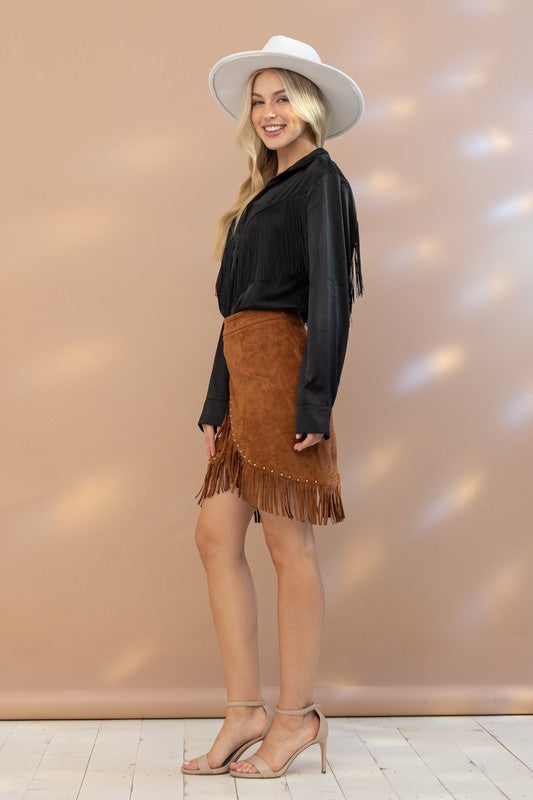 Satin Fringe Blouse