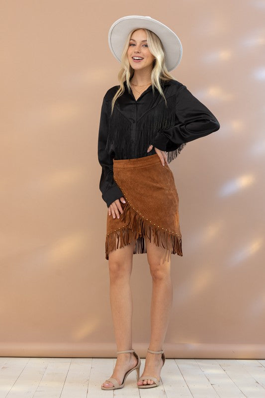 Satin Fringe Blouse