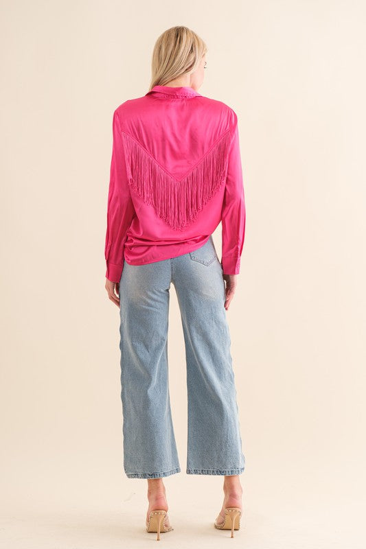 Satin Fringe Blouse