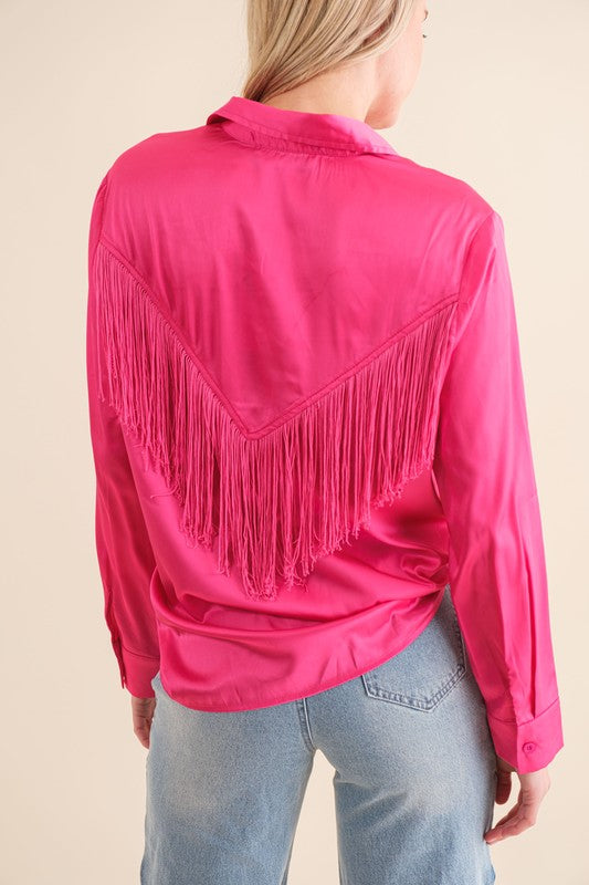 Satin Fringe Blouse