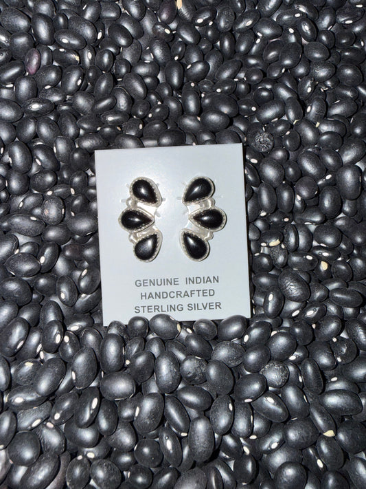 Myra Benally 3-Stone Onyx Earrings