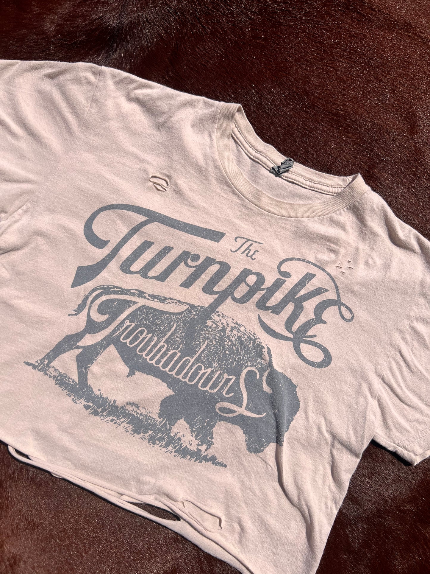 Turnpike Distressed Crop Tee