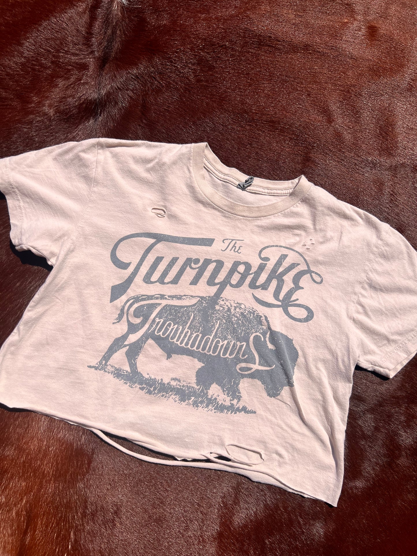 Turnpike Distressed Crop Tee