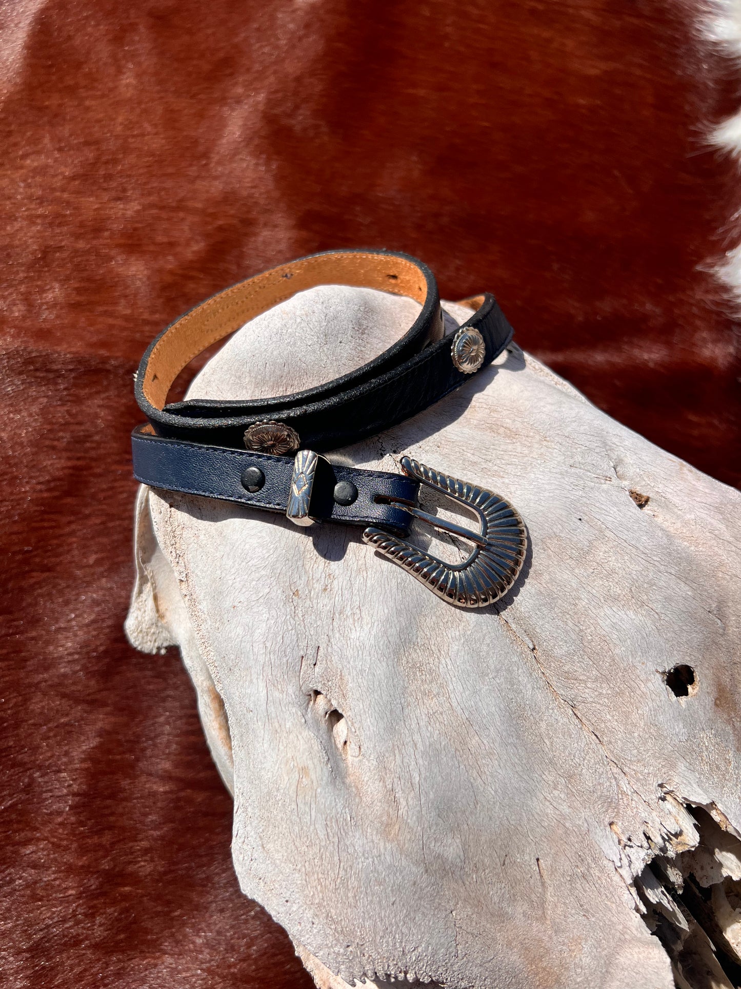 Small Vintage Nocona Leather Concho Belt