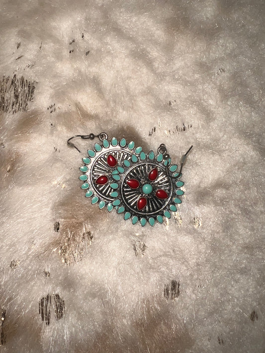 Red & Teal Earrings