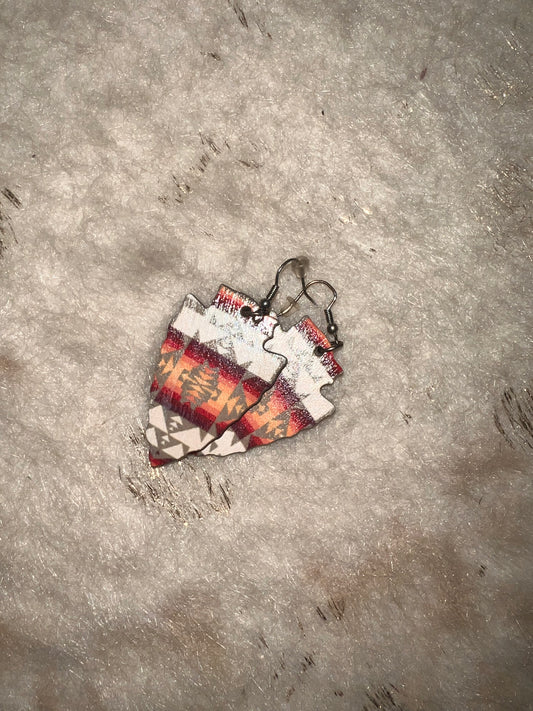 Red & Orange Aztec Arrow Earrings
