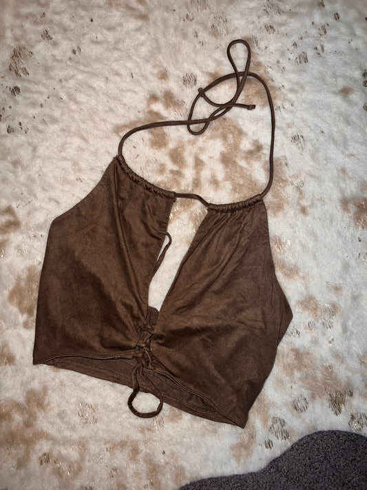 Tan Suede Crop Top