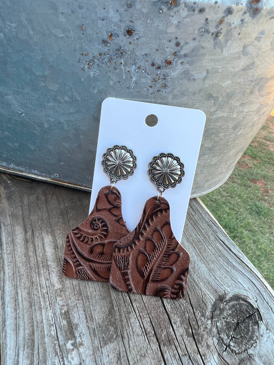 Small Cow Tag Earrings